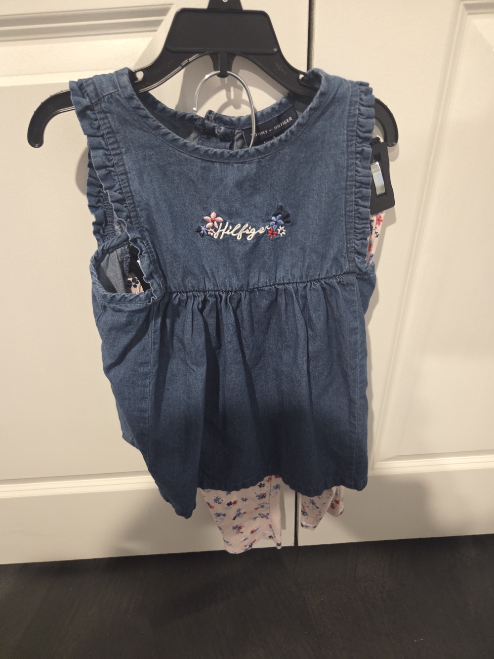 Tommy Hilfiger Girls' Denim Floral-Embroidered Tank Top - Blue